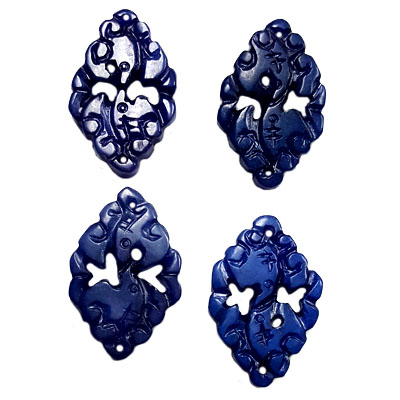 JADE SMALL PENDANT COUPLE BATS 23X36MM BLUE (4 PCS)